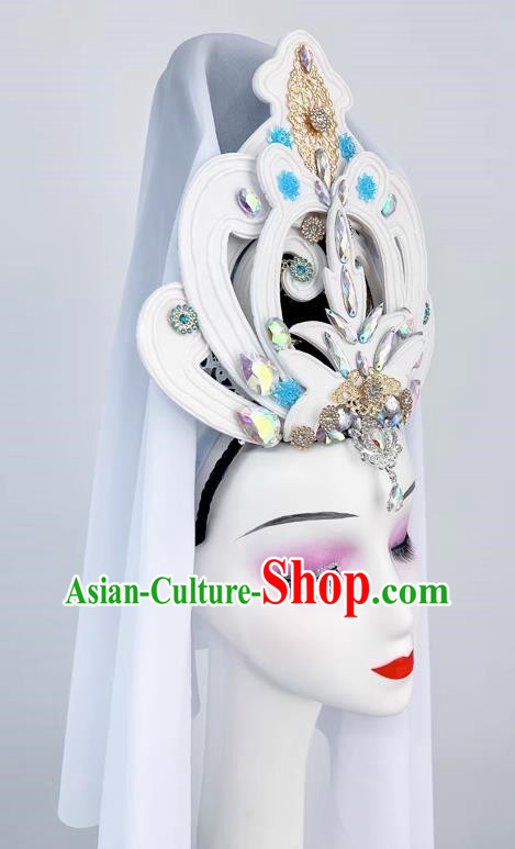 Chinese Classical Dance Headdress Ancient Costume Guanyin Bodhisattva Headdress Performance Film And Television Drama Guanyin Bodhisattva Costume Props Hair Bun
