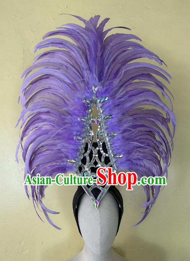 Violet Opening Dance Performance Feather Headdress Team Samba Mardi Gras Halloween