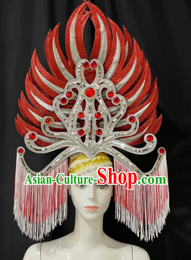 Extravagant Tassel Opener Show Performance Feather Headdress Dance Team Samba Costumes Carnival Halloween