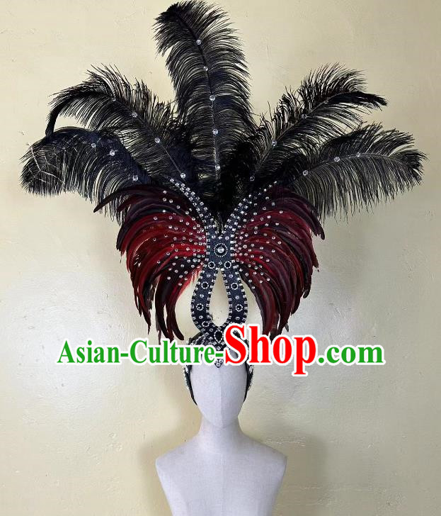 Opening Dance Performance Red And Black Feather Headdress Dance Team Samba Carnival Halloween