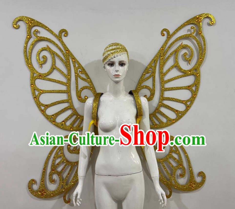 Golden Butterfly Wings Opening Dance Performance Props Dance Team Samba Carnival Halloween