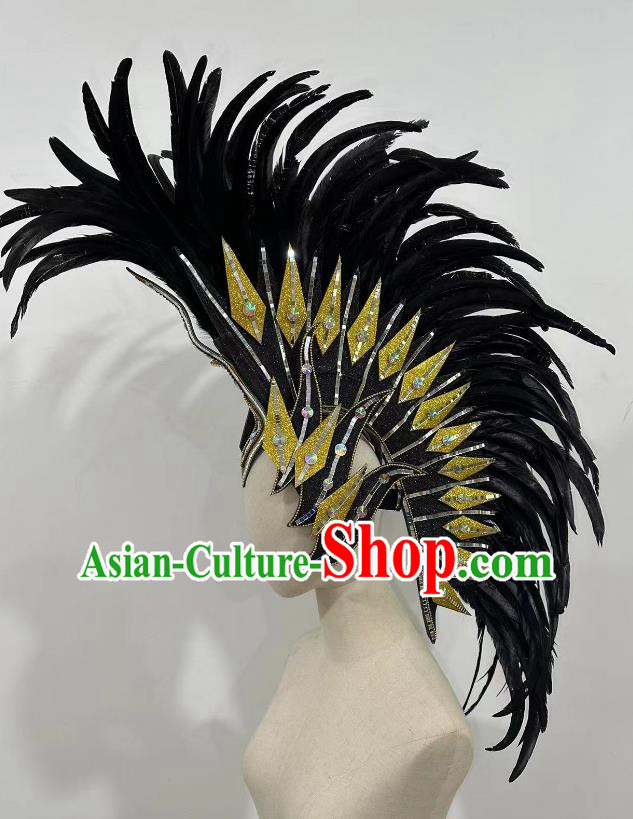 Black Feather Opening Dance Show Feather Headdress Dance Team Samba Costumes Carnival Halloween