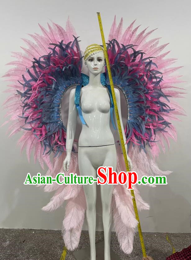 Pink Wings Opening Dance Performance Show Feather Headdress Dance Team Samba Costumes Carnival Halloween