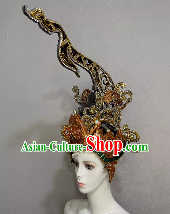 Extravagant Headdress Opening Dance Show Feather Headdress Dance Team Samba Costumes Carnival Halloween