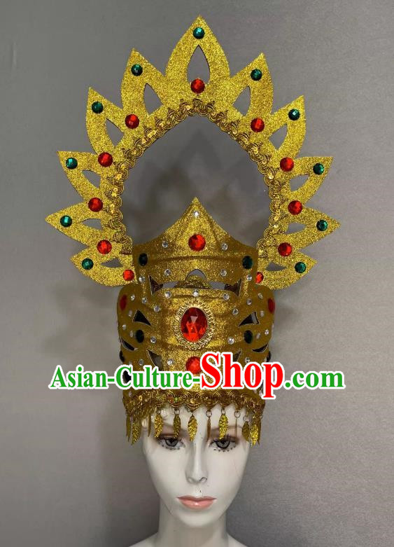 Thai Dai Opening Dance Performance Feather Headdress Dance Team Samba Costume Carnival Halloween