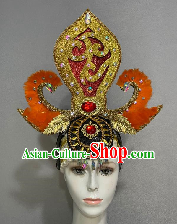 Chinese Spring Festival Gala Opening Dance Performance Feather Headdress Dance Team Samba Costume Carnival Halloween