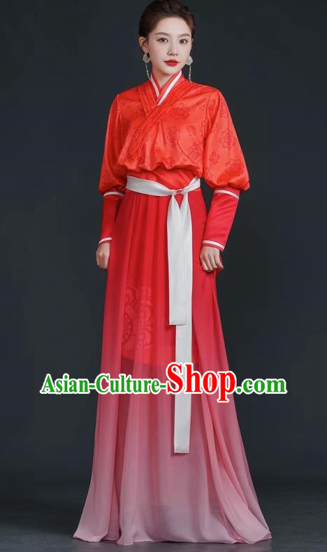 China Style Stage Catwalk Show Costumes Long Trailing Cheongsam Team Dress Art Examination Clothes