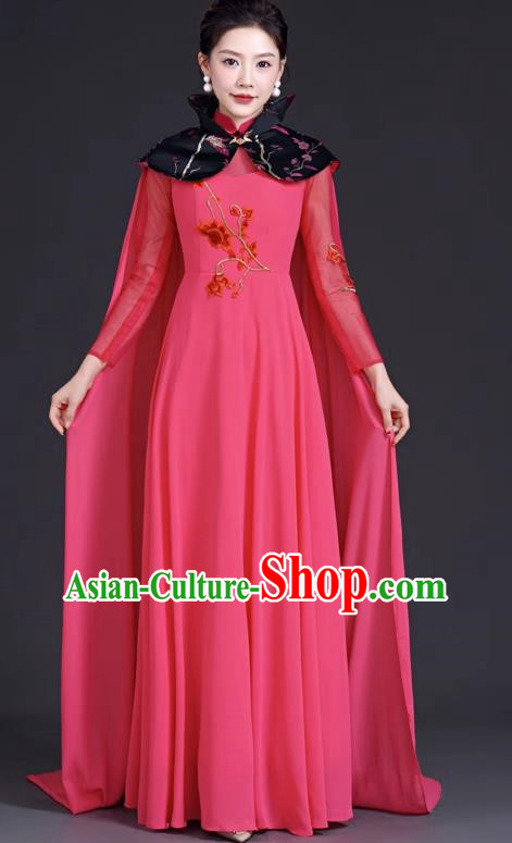 Chinese Wind Choir Performance Costume Long Skirt Chinese Wind Elegant Classical Folk Music Guzheng Playing Dress Cloak