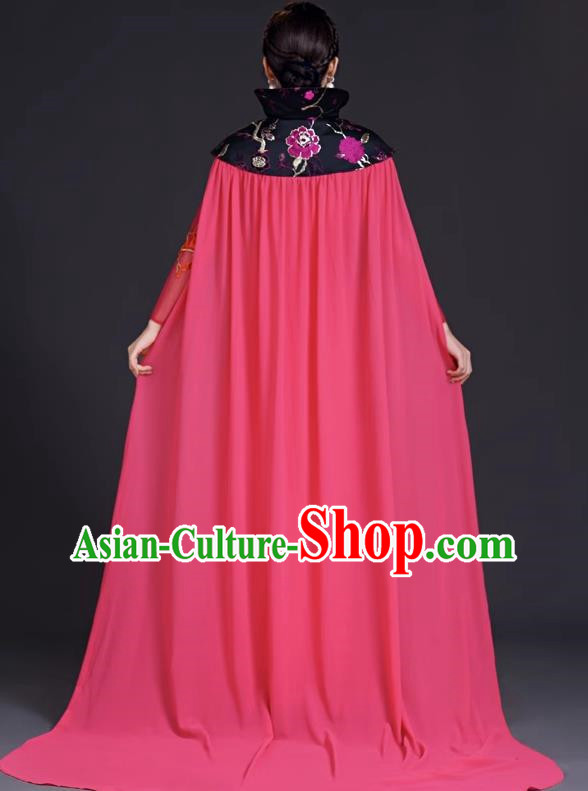Chinese Wind Choir Performance Costume Long Skirt Chinese Wind Elegant Classical Folk Music Guzheng Playing Dress Cloak