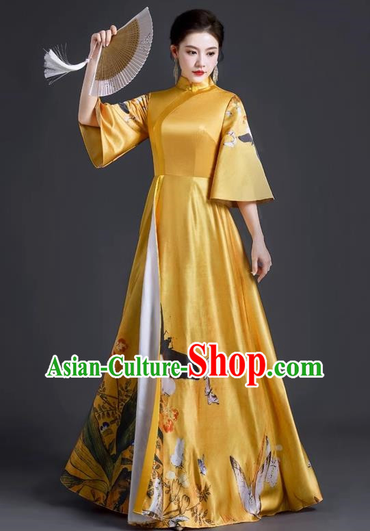 Chinese Style Top Banquet Evening Dress Long Section Annual Meeting Model Catwalk Show Costume Dress