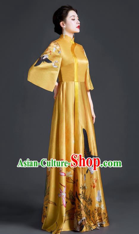 Chinese Style Top Banquet Evening Dress Long Section Annual Meeting Model Catwalk Show Costume Dress