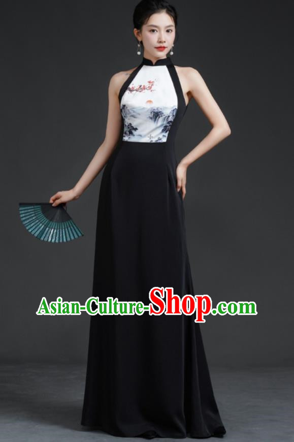 Chinese Style Banquet Evening Dress Sexy Shoulders Young Improved Catwalk Cheongsam Long Party Party Dress