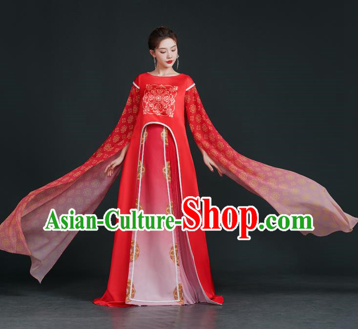 Top Chinese Style Evening Dress Model Stage Catwalk Performance Costume National Music Performance Art Test Dress