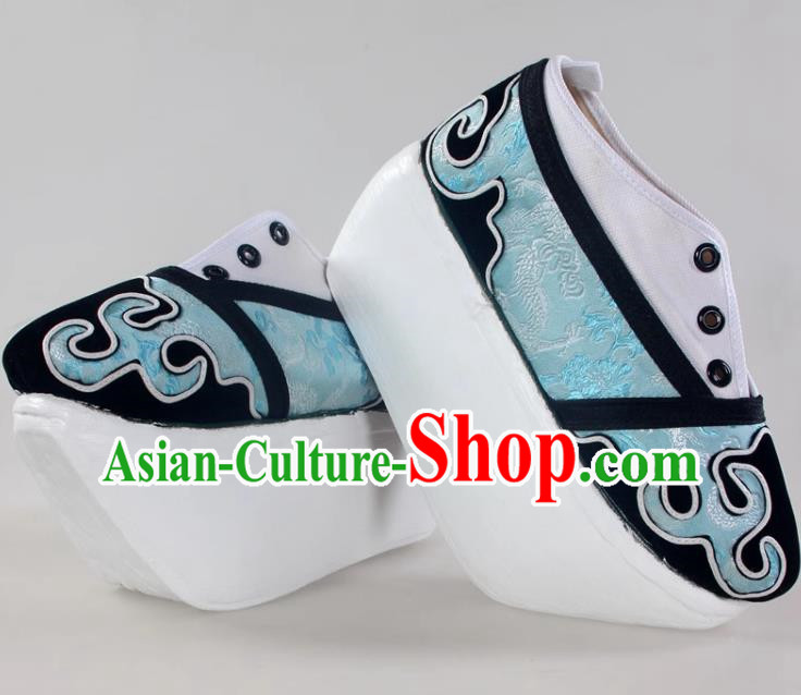 Light Blue Niche Shoes Cover Shoes Cloud Head Boots Shaoxing Opera Shoes Liang Shanbo Zhu Yingtai Stage Performance Performance Opera Ancient Costume