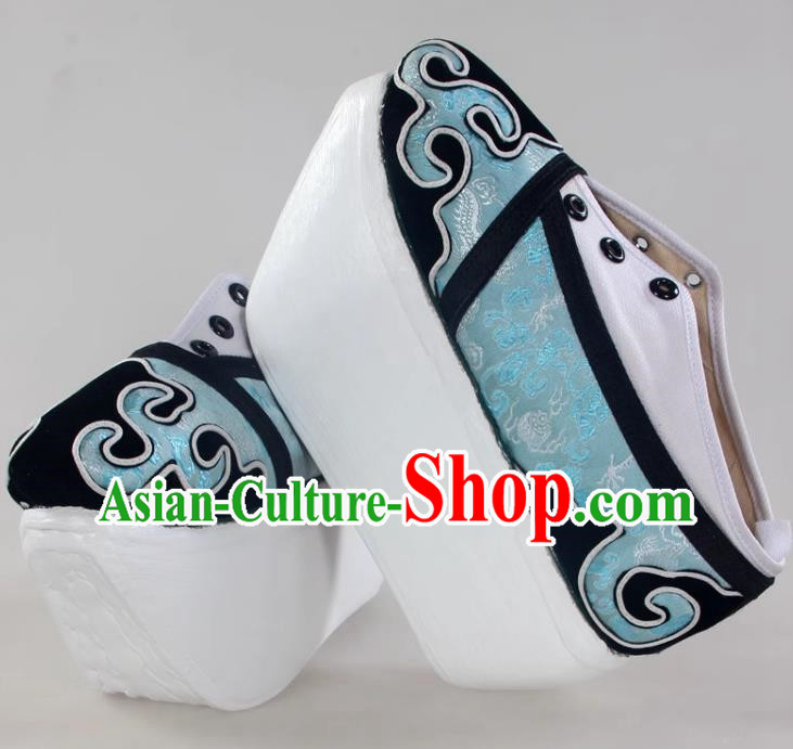Light Blue Niche Shoes Cover Shoes Cloud Head Boots Shaoxing Opera Shoes Liang Shanbo Zhu Yingtai Stage Performance Performance Opera Ancient Costume