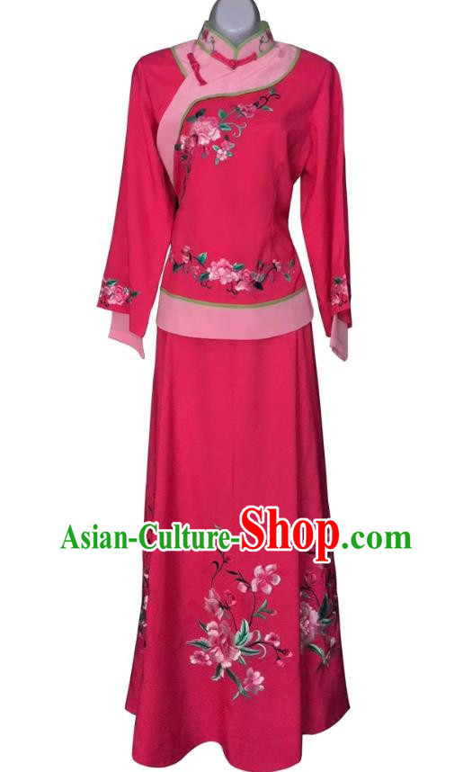 Rose Red Slanted Breasts Huangmei Opera Couples Watching Lanterns Opera Costumes Huadan Costumes Ancient Costume Performance Costumes