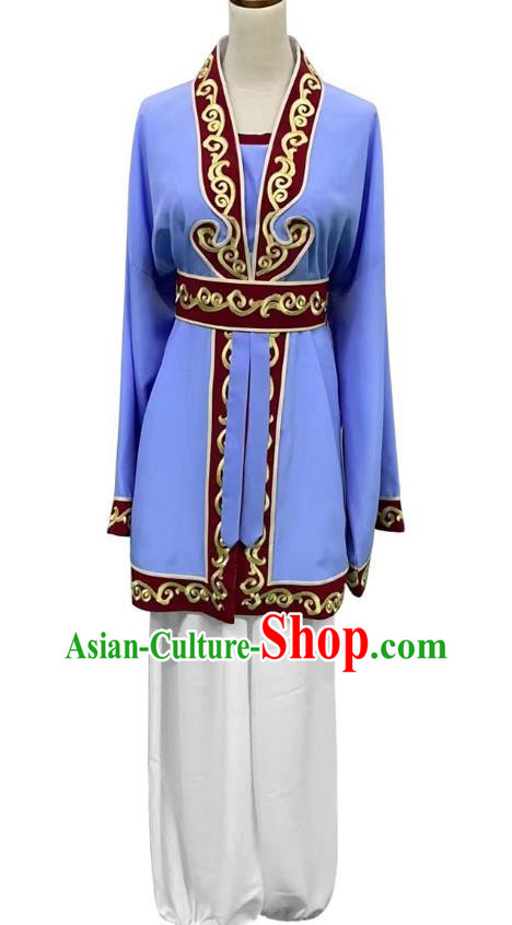 Men Blue Huangmei Opera Couple Watching Lantern Opera Costumes Huadan Opera Costumes Ancient Costumes Performance Costumes