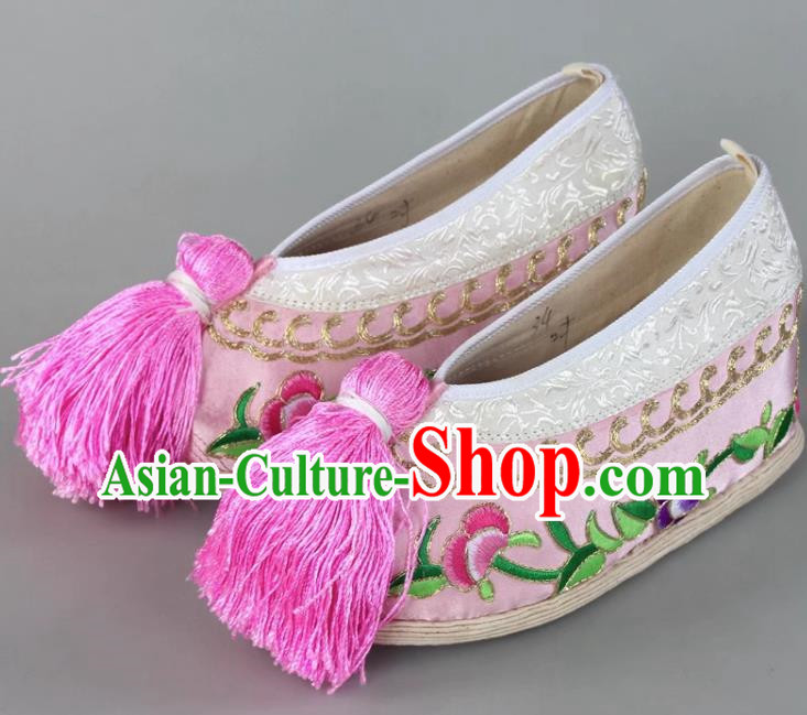 Thousand Layer Bottom Inner Heightening Lotus Opera Embroidered Shoes Yue Opera Peking Opera Color Shoes Huadan Xiaodan Miss Ancient Costume Chinese Style