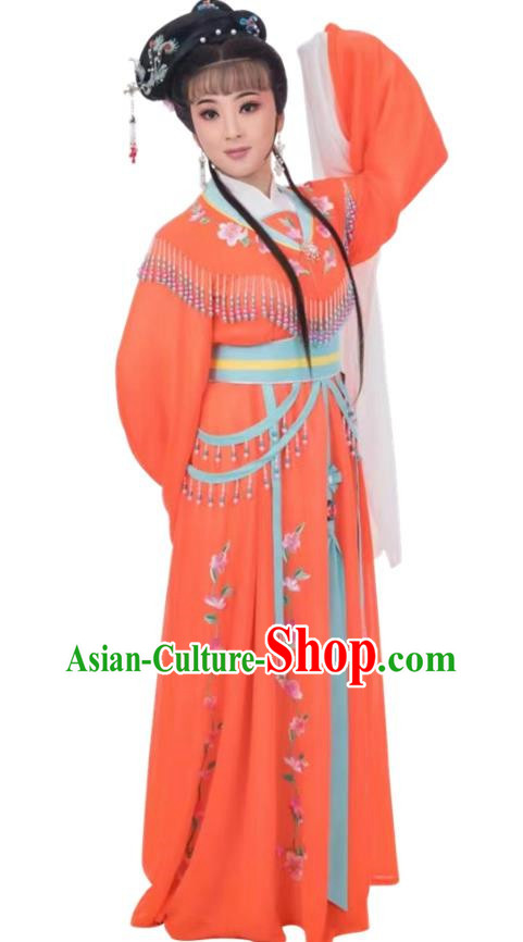 Orange Huadan Costume Miss Yue Opera Xiaodan Costume Chinese Style Ancient Costume