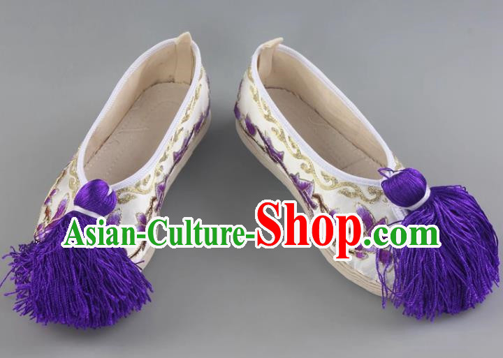 Melaleuca Bottom Magnolia Flower Flat Embroidered Shoes Traditional Handmade Shoes Cloth Sole Opera Classical Dance Chinese Style Ancient Costume