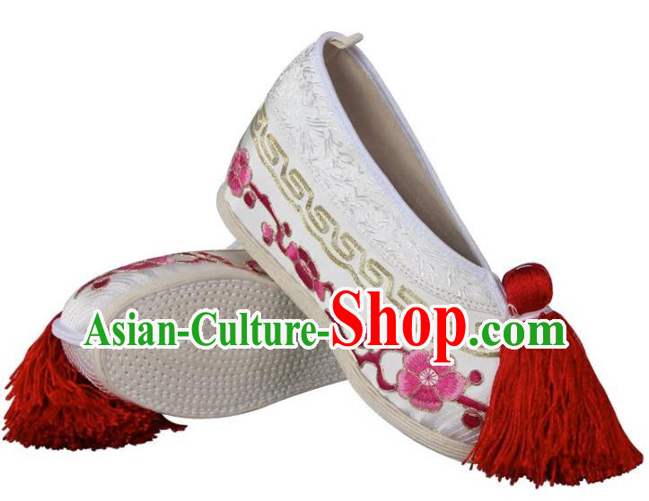 Thousand Layer Bottom Inner Heightened Plum Blossom Embroidered Shoes Huadan Color Shoes Miss Xiaodan Hook Gold Cloth Shoes Female Handmade