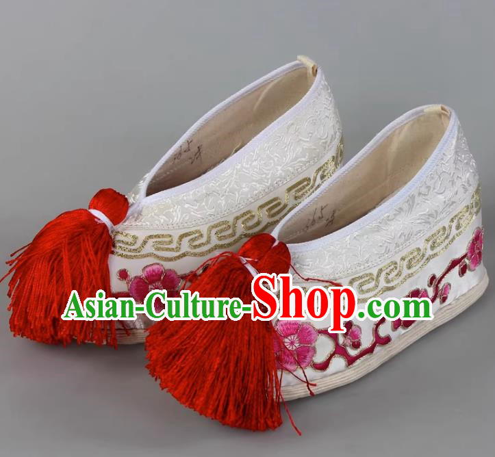 Thousand Layer Bottom Inner Heightened Plum Blossom Embroidered Shoes Huadan Color Shoes Miss Xiaodan Hook Gold Cloth Shoes Female Handmade