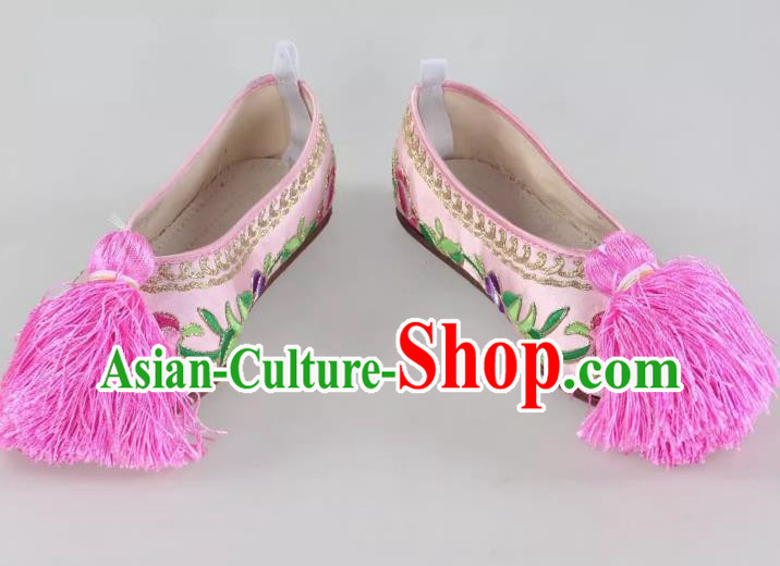 Embroidered Shoes Opera Color Shoes Cowhide Flat Classical Dance Huadan Shoes Stage Performance Women Shoes