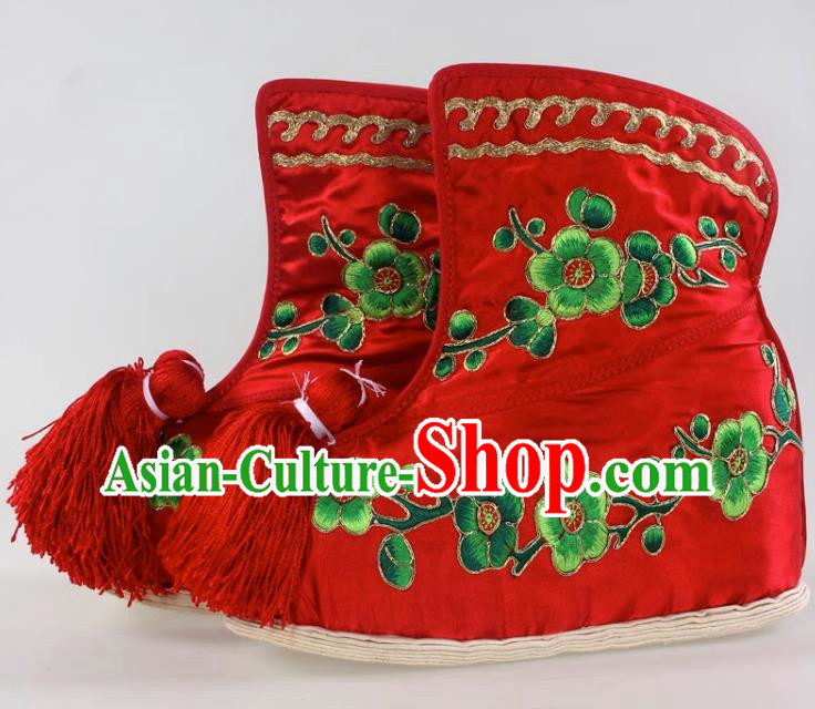 Thousand Layer Bottom Inner Heightened Plum Blossom Embroidered Fast Boots Opera Wudan Cloth Bottom Color Shoes Dance Shoe Dance Performance
