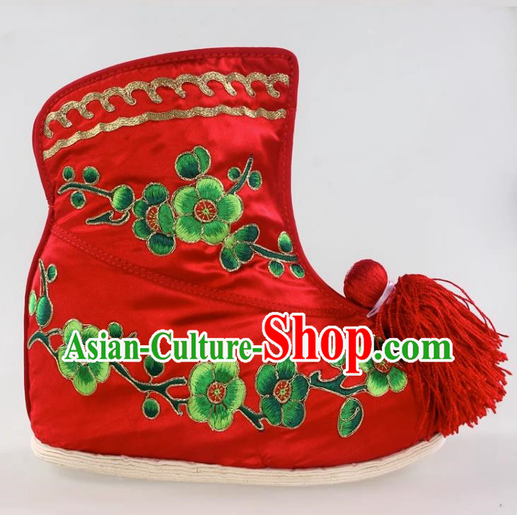 Thousand Layer Bottom Inner Heightened Plum Blossom Embroidered Fast Boots Opera Wudan Cloth Bottom Color Shoes Dance Shoe Dance Performance