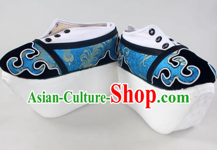 Lake Blue Niche Shoes Cover Shoes Cloud Head Boots Shaoxing Opera Shoes Liang Shanbo Zhu Yingtai Stage Performance Performance Opera Ancient Costume