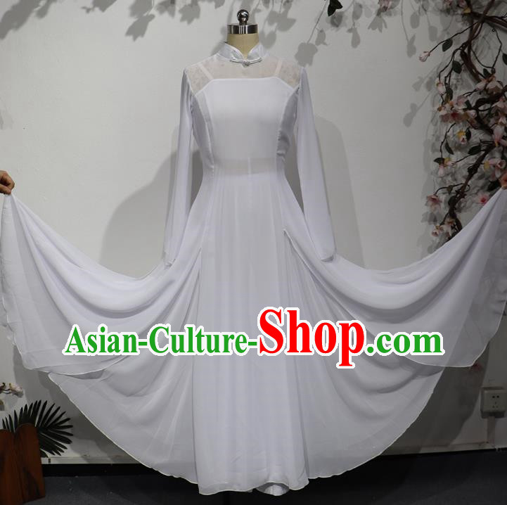 Modern Dance Xunshan Line Dance Performance Costume Performance Costume White Dress Elegant Skirt Women Group Dance