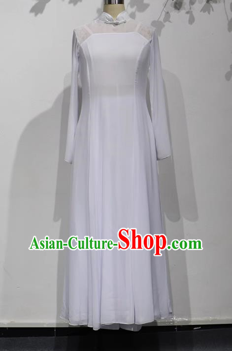 Modern Dance Xunshan Line Dance Performance Costume Performance Costume White Dress Elegant Skirt Women Group Dance