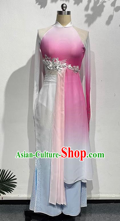 China Classical Yangko Fan Dance Peach Blossom Laugh Performance Costume Art Examination Practice Costume Play Fox Dance Student Performance Costume