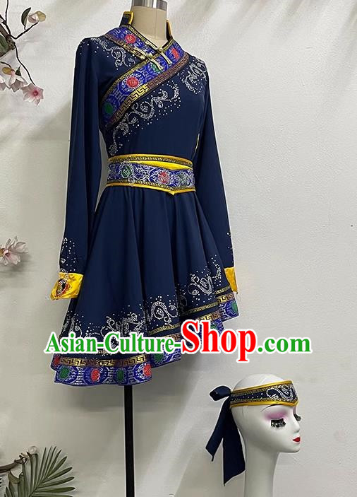 China Mongolian Dance Oblique Elegant National Dance Performance Clothing Solid Color Practice Art Test Skirt Performance Clothing