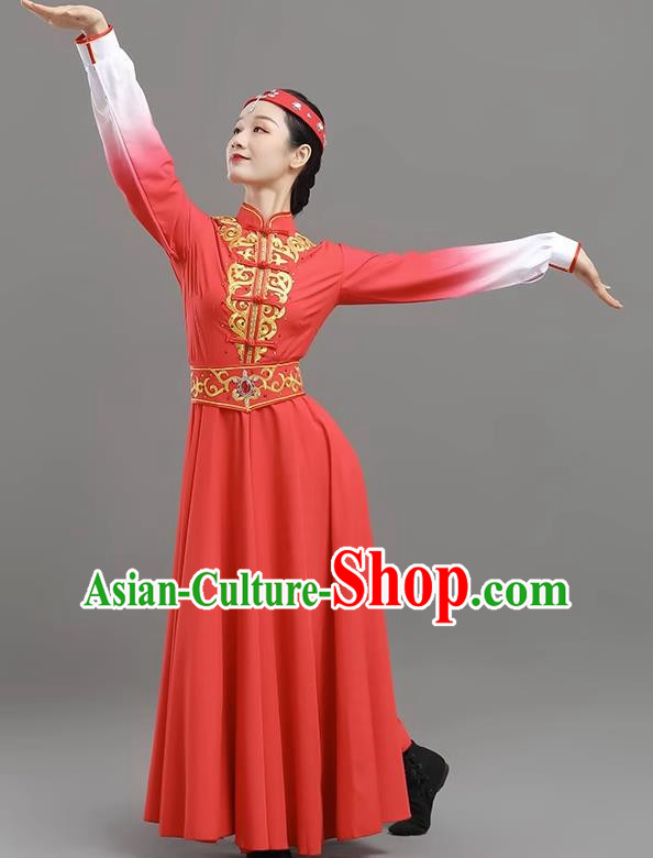 China Mongolian Performance Clothing Self Cultivation Ethnic Style Performance Clothing Elegant Big Swing Art Test Female Adult Dance Clothing