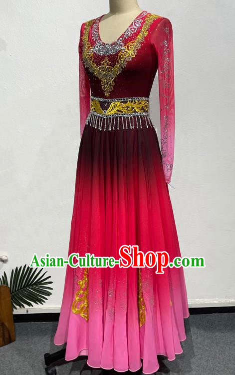 Wu Er Uyghur China Xinjiang Dance Costume National Performance Costume Art Test Practice Elegant Large Skirt