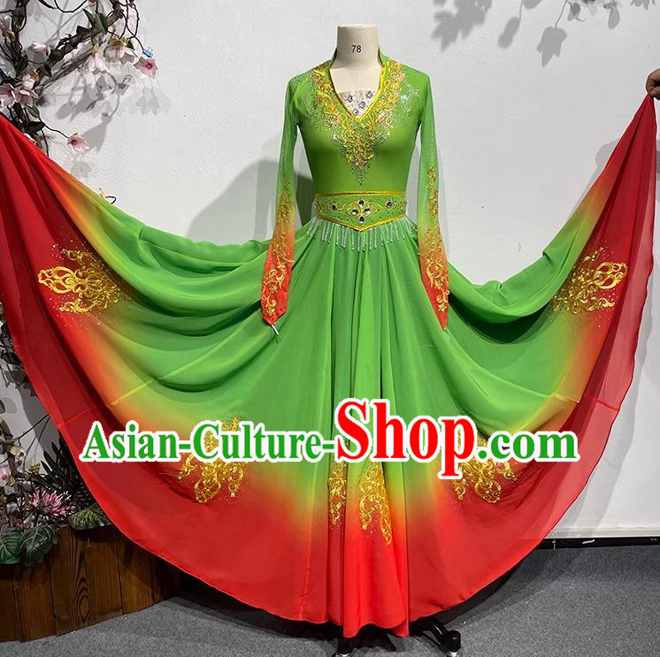 China Xinjiang Dance 540 Degree Art Test Large Swing Skirt Female Uyghur Performance Costume Stage Performance Costume Uyghur Dance Costume