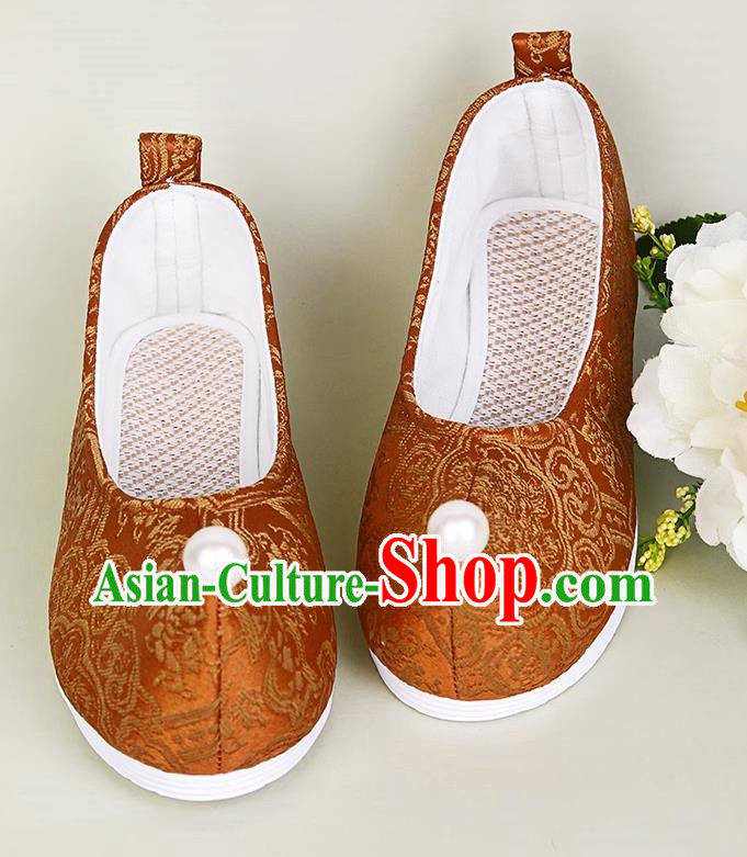 Hanfu Shoes Ancient Style Flat Heel Round Toe Soft Sole Shoes Ming Horse Face Ancient Costume Women Cloth Shoes