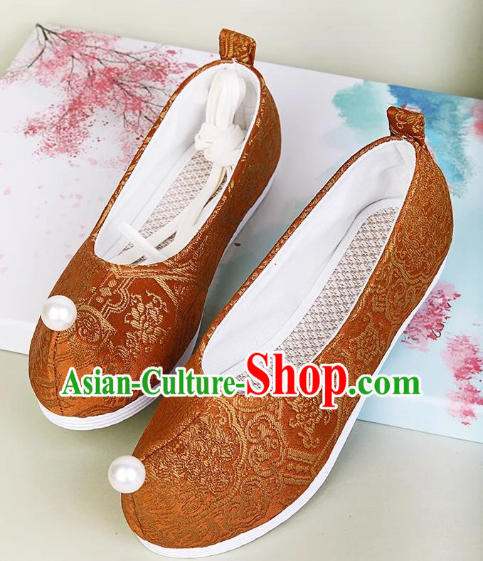 Hanfu Shoes Ancient Style Flat Heel Round Toe Soft Sole Shoes Ming Horse Face Ancient Costume Women Cloth Shoes