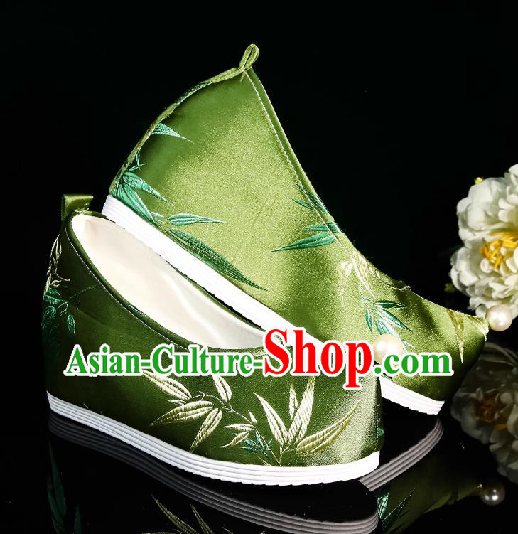 Head Turned Hanfu Shoes Brocade Green Ancient Cloth Shoes