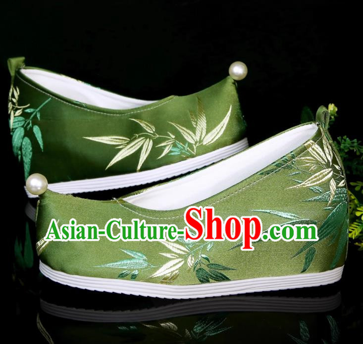 Head Turned Hanfu Shoes Brocade Green Ancient Cloth Shoes