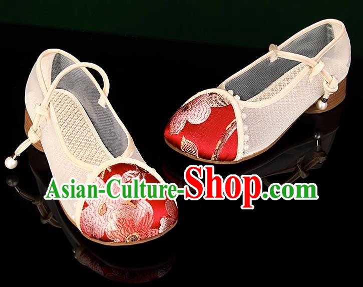 Head Turned Hanfu Shoes Brocade Green Ancient Cloth Shoes