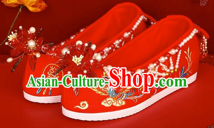 Chinese Style Wedding Shoes Female Xiuhe Shoes Red Bridal Shoes Cloth Shoes