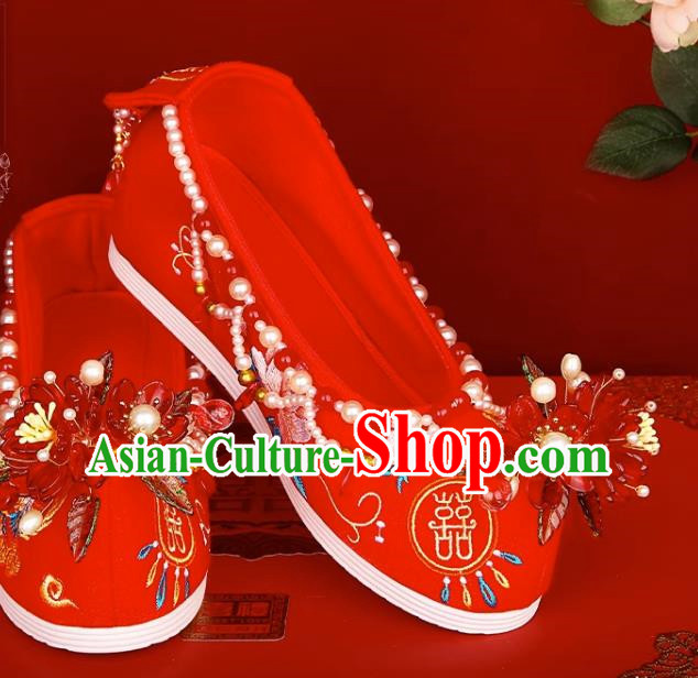 Chinese Style Wedding Shoes Female Xiuhe Shoes Red Bridal Shoes Cloth Shoes