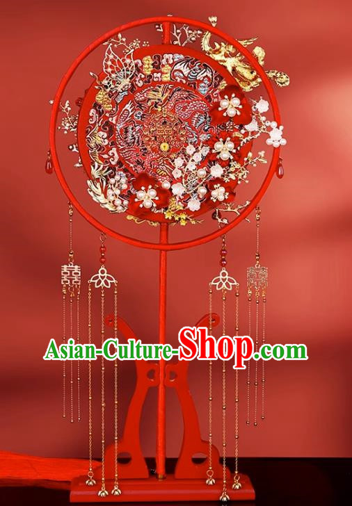 Wedding Fan Group Fan Wedding Bride Xiuhe Double Sided Embroidery Hi Fan Out Wedding Fan Chinese Wedding Fan Female Embroidery