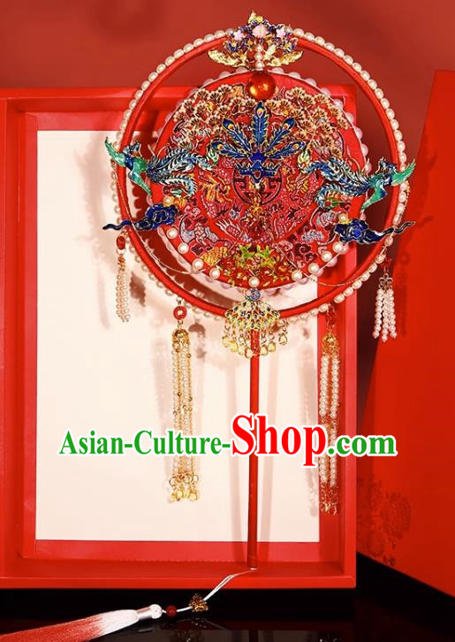 Red Wedding Fan Group Fan Wedding Bride Handmade Hi Fan Xiuhe Dress Wedding Chinese Style Married
