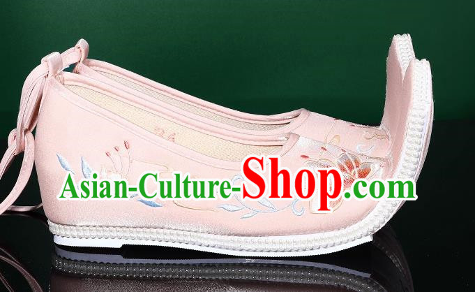 Hanfu Shoes Women Embroidered Phoenix Pink Shoes