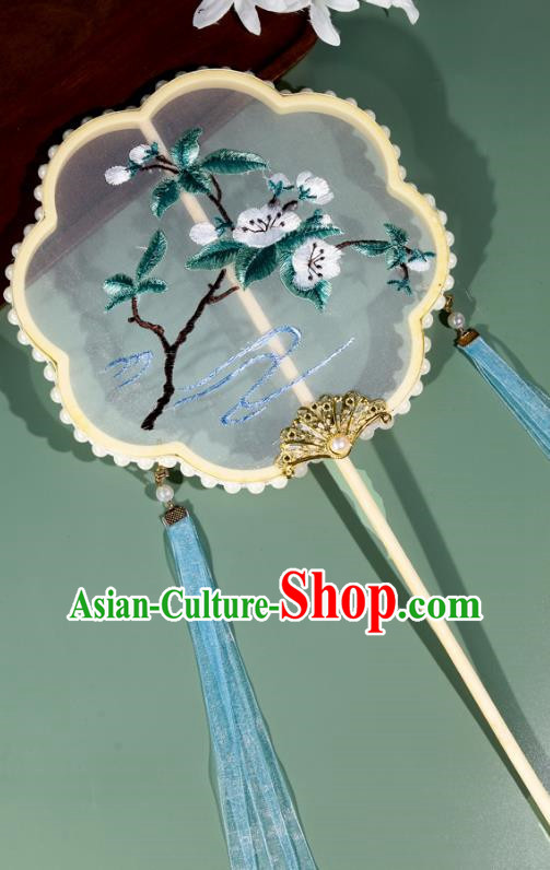 Group Fan Ancient Fan Chinese Style Double Sided Embroidery Round Ancient Hanfu Cheongsam Dance Fan Su Embroidery Streamer
