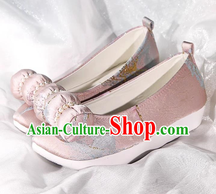 Hanfu Shoes Ink Painting Hand Embossed Raised Toe Cloth Shoes