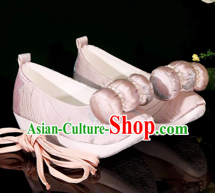 Hanfu Shoes Ink Painting Hand Embossed Raised Toe Cloth Shoes